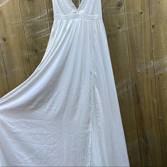 White Satin Backless Maxi Dress 🌿 S - Picture 8 of 10
